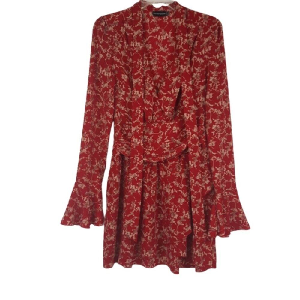 Pretty Little Things red floral mini dress size 4
